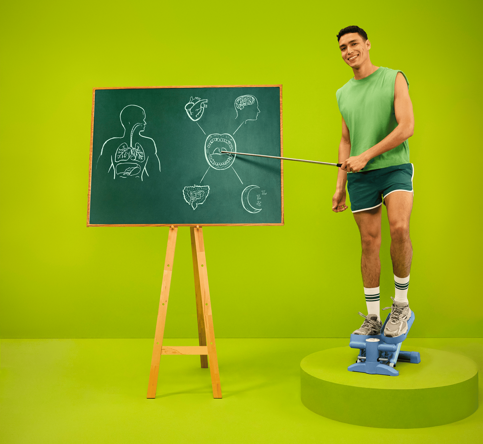 man working out, showing health board